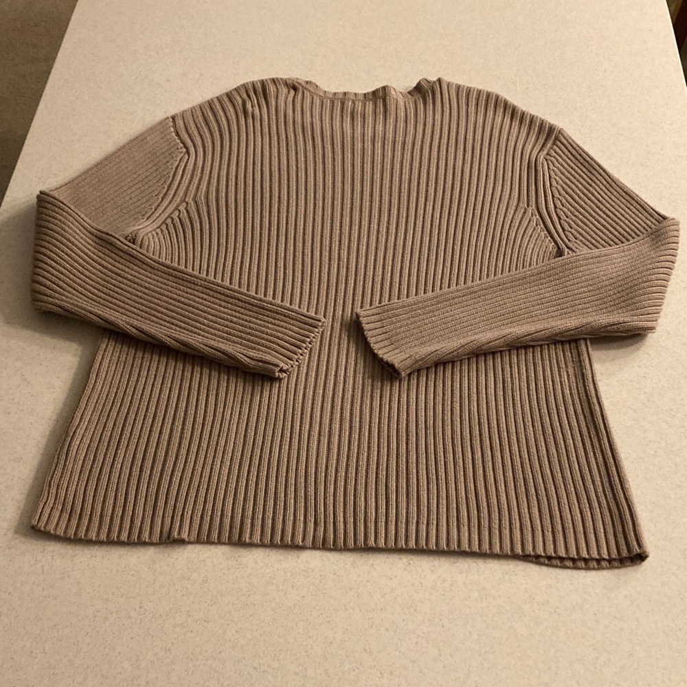 DKNY Ribbed Sweater  Women Size XXL Khaki Tan 100% Cotton Pullover